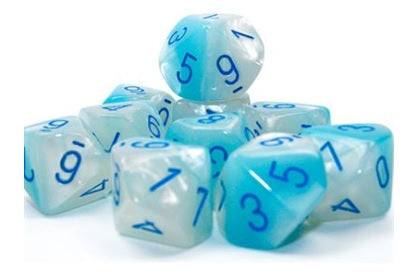Chessex - 10D10 - Gemini - Pearl - Turquoise-White/Blue Luminary available at 401 Games Canada