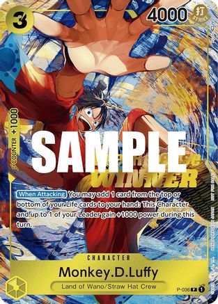 Monkey.D.Luffy (Pre-Release Tournament) (Winner) - P-036 - Promo