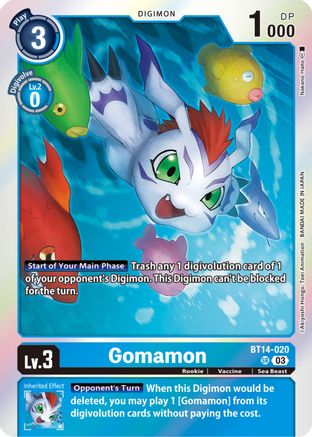 Gomamon - BT14-020 - Super Rare (Pre-Order) available at 401 Games Canada