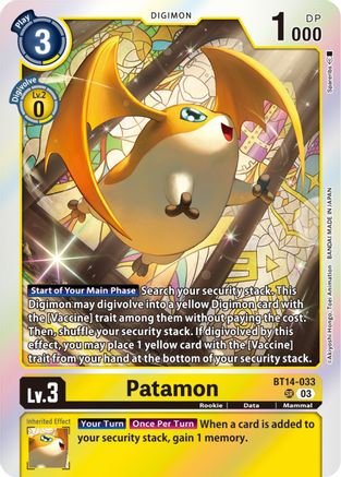 Patamon - BT14-033 - Super Rare (Pre-Order) available at 401 Games Canada