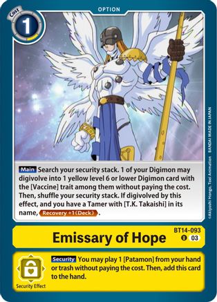 Emissary of Hope - BT14-093 - Uncommon (Pre-Order) available at 401 Games Canada