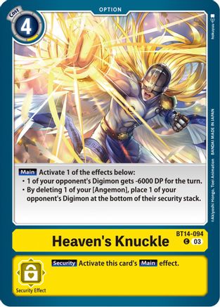 Heaven's Knuckle - BT14-094 - Common (Pre-Order) available at 401 Games Canada