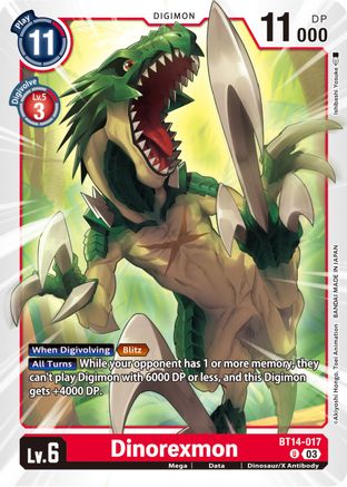 Dinorexmon - BT14-017 - Uncommon (Pre-Order) available at 401 Games Canada