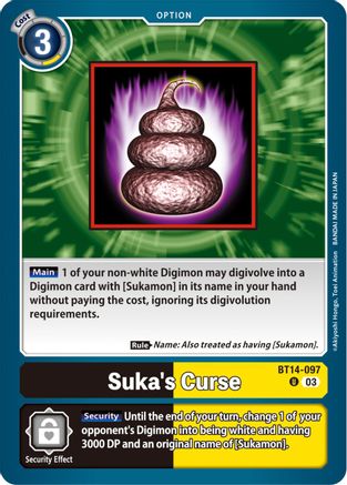 Suka's Curse - BT14-097 - Uncommon (Pre-Order) available at 401 Games Canada