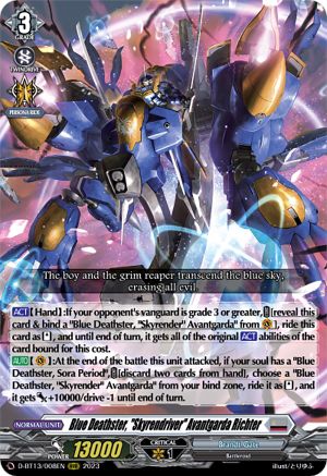 Blue Deathster, "Skyrendriver" Avantgarda Richter - D-BT13/008EN - Triple Rare