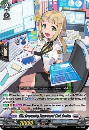 Blitz Accounting Department Staff, Berjina - D-BT13/009EN - Triple Rare