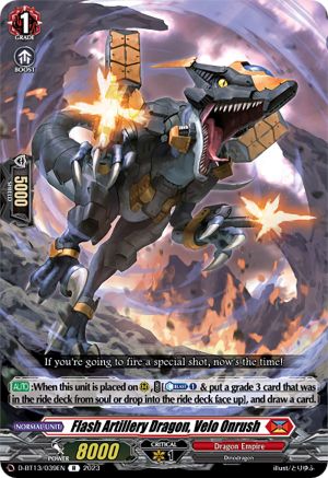 Flash Artillery Dragon, Velo Onrush - D-BT13/039EN - Rare