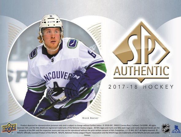 (INACTIVE) 2017-18 Upper Deck SP Authentic Hockey Hobby Box available at 401 Games Canada